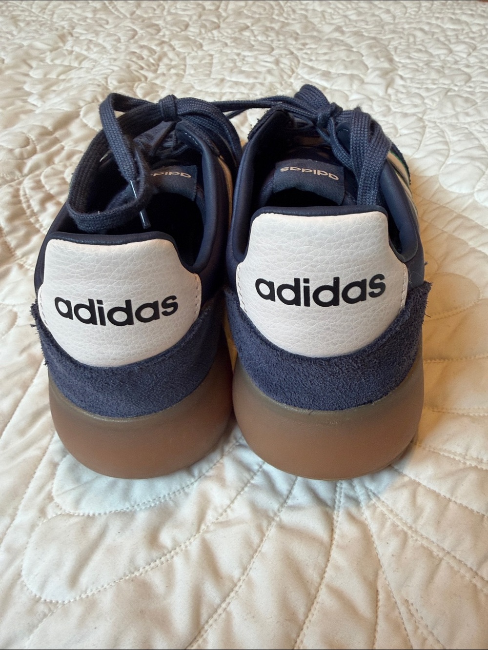 adidas Navy Low-Profile Sneakers with White and Green Stripes - Picture 5 of 6
